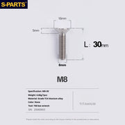 S-PARTS Countersunk Head series M8 L16-50mm Titanium Screws for Bike - Detail 28