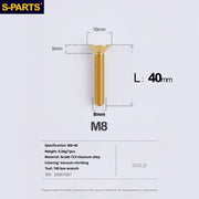 S-PARTS Countersunk Head series M8 L16-50mm Titanium Screws for Bike - Detail 43