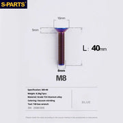 S-PARTS Countersunk Head series M8 L16-50mm Titanium Screws for Bike - Detail 44