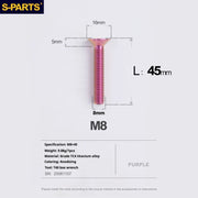 S-PARTS Countersunk Head series M8 L16-50mm Titanium Screws for Bike - Detail 48