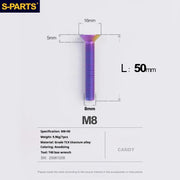 S-PARTS Countersunk Head series M8 L16-50mm Titanium Screws for Bike - Detail 54