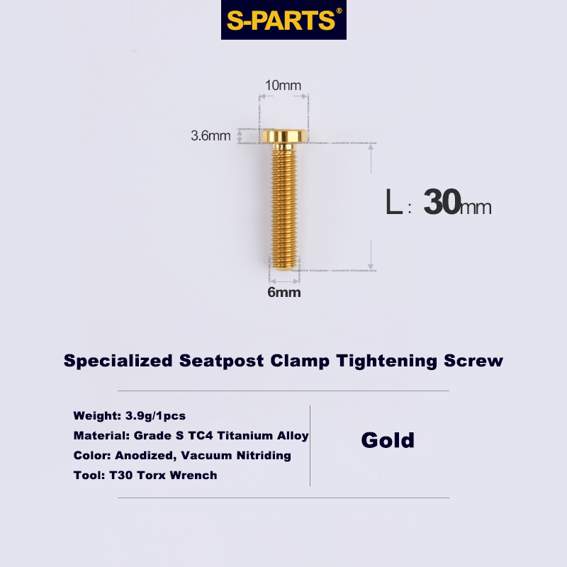 Specialized SL6 / SL7 / SL8 / SL9 / Venge Titanium Seatpost Clamp Screws Seat Clamp Locking Screws Gold