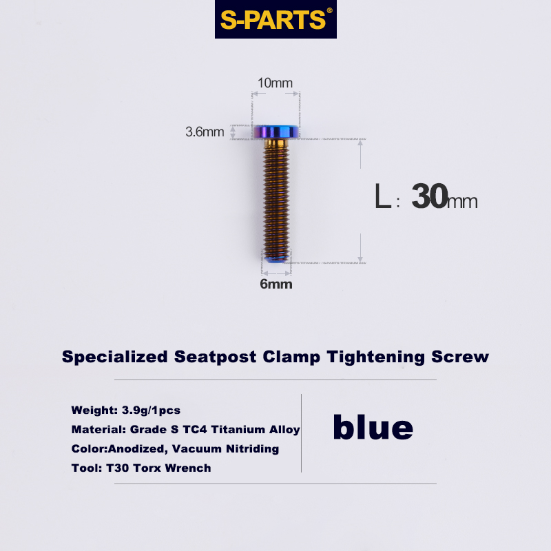 Specialized SL6 / SL7 / SL8 / SL9 / Venge Titanium Seatpost Clamp Screws Seat Clamp Locking Screws Blue