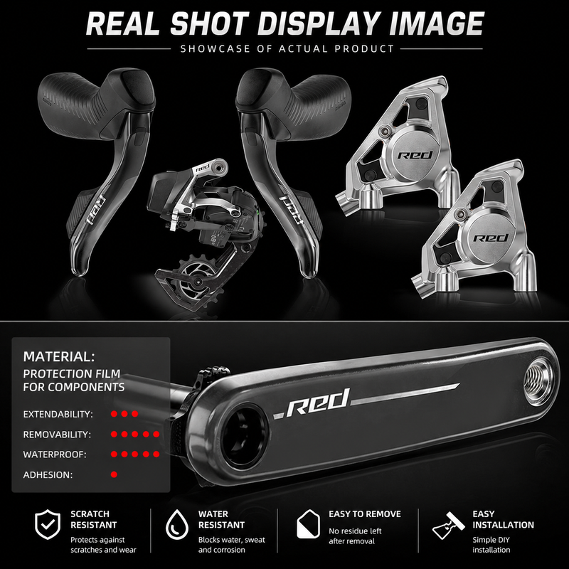 SRAM RED AXS 2024 Protection Film Kit — Road Bike Crankset / Brake Caliper / Rear Derailleur TPU Guard