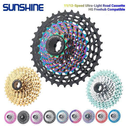 SUNSHINE Road Bike 11 / 12 Speed SLR Color Cassette 11-36T HG Freehub 7075 Alloy