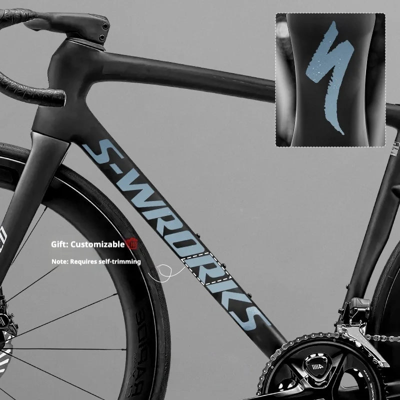 Tarmac SL8 Logo Decal Stickers 2 Downtube + 1 Headtube for Specialized S-Works Electroplated Silver 2 Down Tube + 1 Head Tube