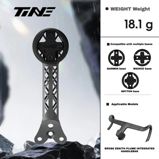 TiNE Titanium Computer Mount for BROSS ZENITH PLUME Integrated Handlebar | Garmin Wahoo Bryton GPS