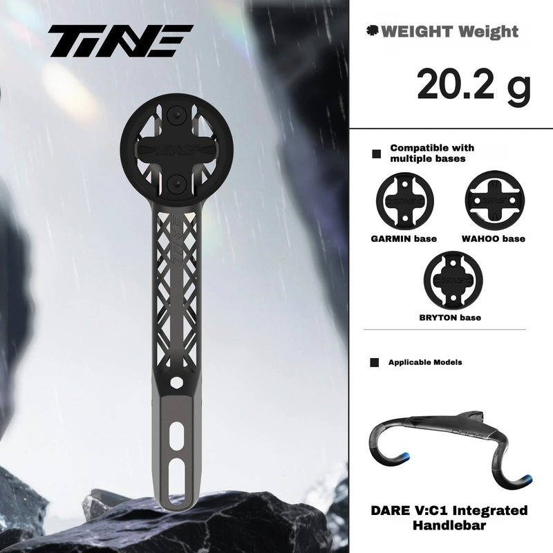 TiNE Titanium Computer Mount for DARE V:C1 Integrated Handlebar | Garmin Wahoo Bryton GPS