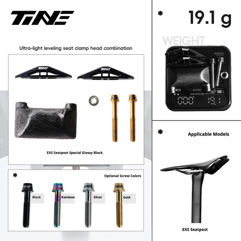 TiNE EXS Titanium Seatpost Clamp Yoke Kit EXS Seatpost（Black leveling clamp head）