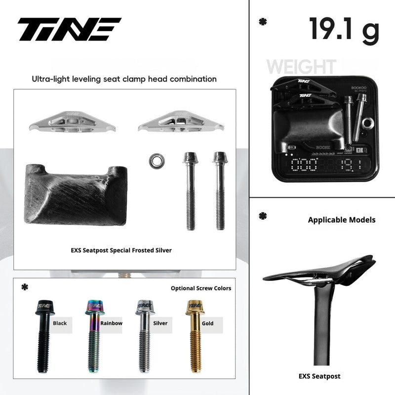 TiNE EXS Titanium Seatpost Clamp Yoke Kit EXS Seatpost（Silver leveling clamp head）