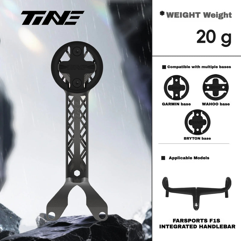 TiNE Titanium Computer Mount for Farsports F1s Integrated Handlebar | Garmin Wahoo Bryton GPS