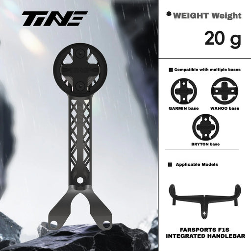 TiNE Titanium Computer Mount for Farsports F1s Integrated Handlebar | Garmin Wahoo Bryton GPS