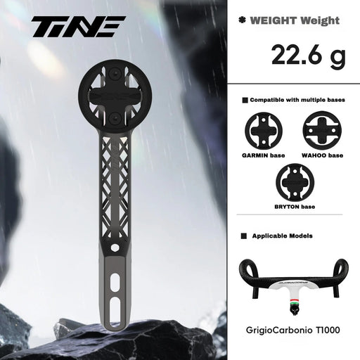TiNE Titanium Computer Mount for GrigioCarbonio T1000 Integrated Handlebar | Garmin Wahoo Bryton GPS