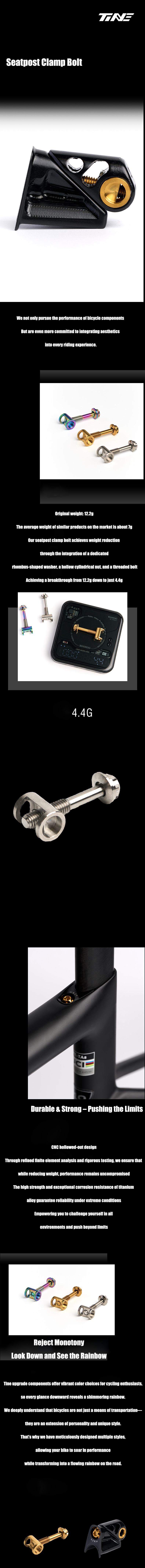 TiNE Specialized SL7 / SL8 / SL9 Titanium Seatpost Clamp Bolt — 3.5g / 4.4g