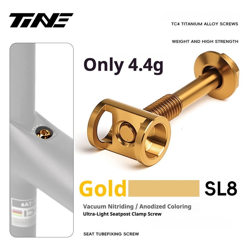 TiNE Specialized SL7 / SL8 / SL9 Titanium Seatpost Clamp Bolt — 3.5g / 4.4g SL8/SL9 Gold