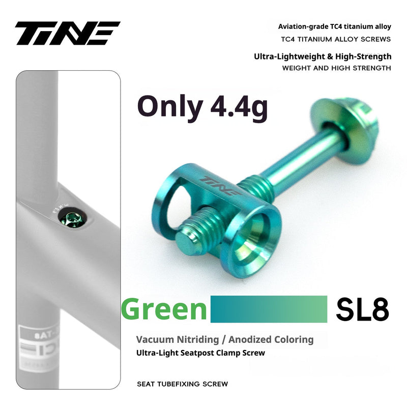 TiNE Specialized SL7 / SL8 / SL9 Titanium Seatpost Clamp Bolt — 3.5g / 4.4g SL8/SL9 Green