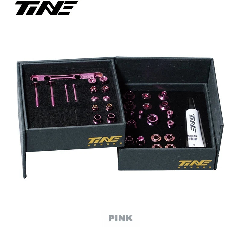 TiNE Titanium Bolt Kit Shimano Dura-Ace R9270 / Ultegra R8170 / 105 R7170 Pink
