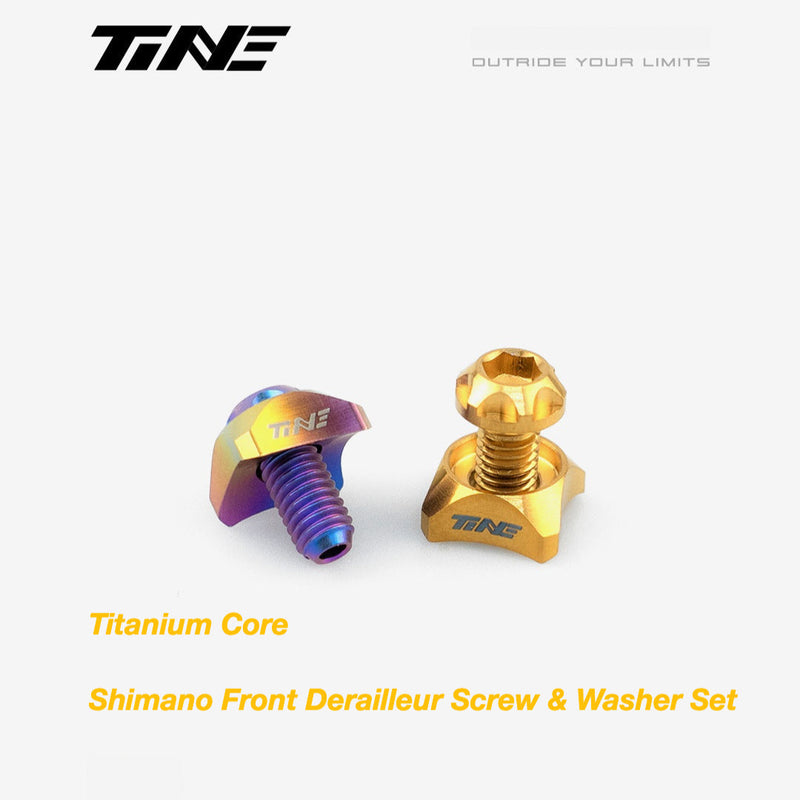 TiNE Titanium Front Derailleur Bolt and Washer Kit for Shimano Road Bikes