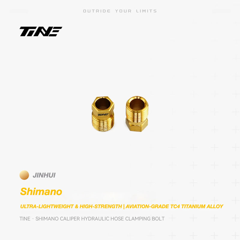 TiNE Titanium Hydraulic Hose Clamping Bolt Shimano Brake Calipers Gold Glow
