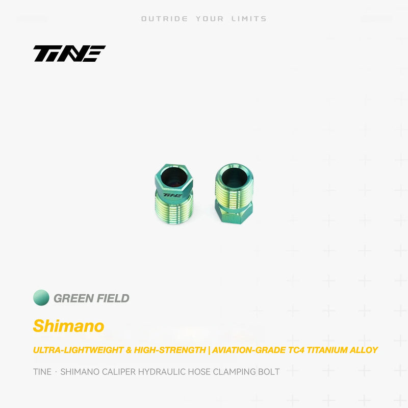 TiNE Titanium Hydraulic Hose Clamping Bolt Shimano Brake Calipers Forest Green