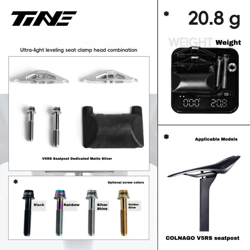 TiNE Titanium Saddle Clamp Kit for Colnago V5RS / Y1RS — 20.8g