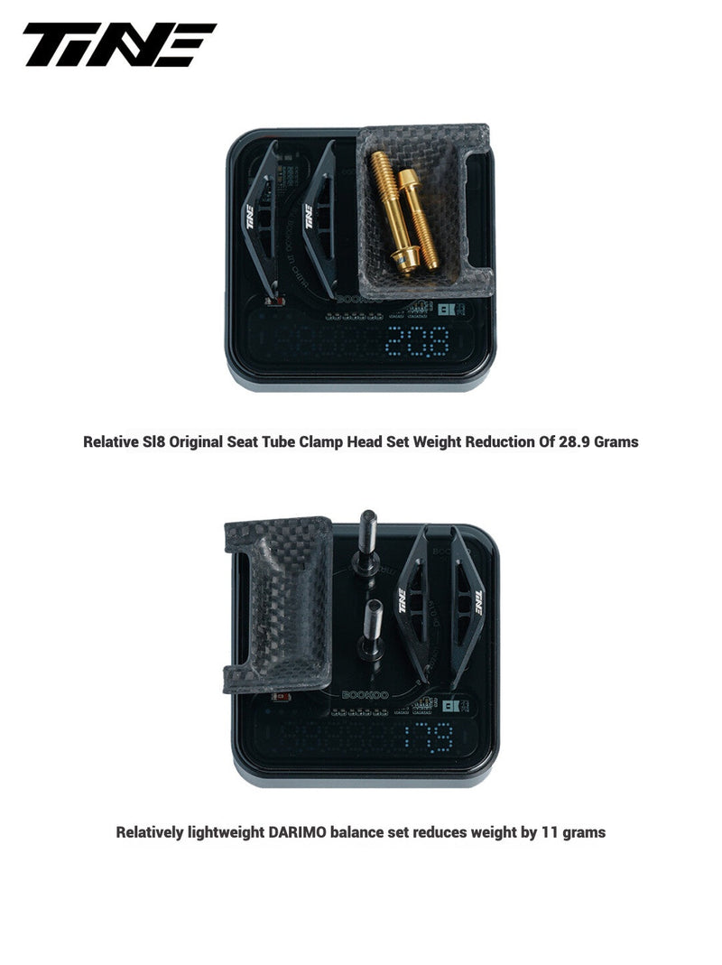 TiNE Titanium Seat Clamp & Leveling Assembly — 6.8g — Specialized SL8/SL9, Aethos, Colnago & DARIMO