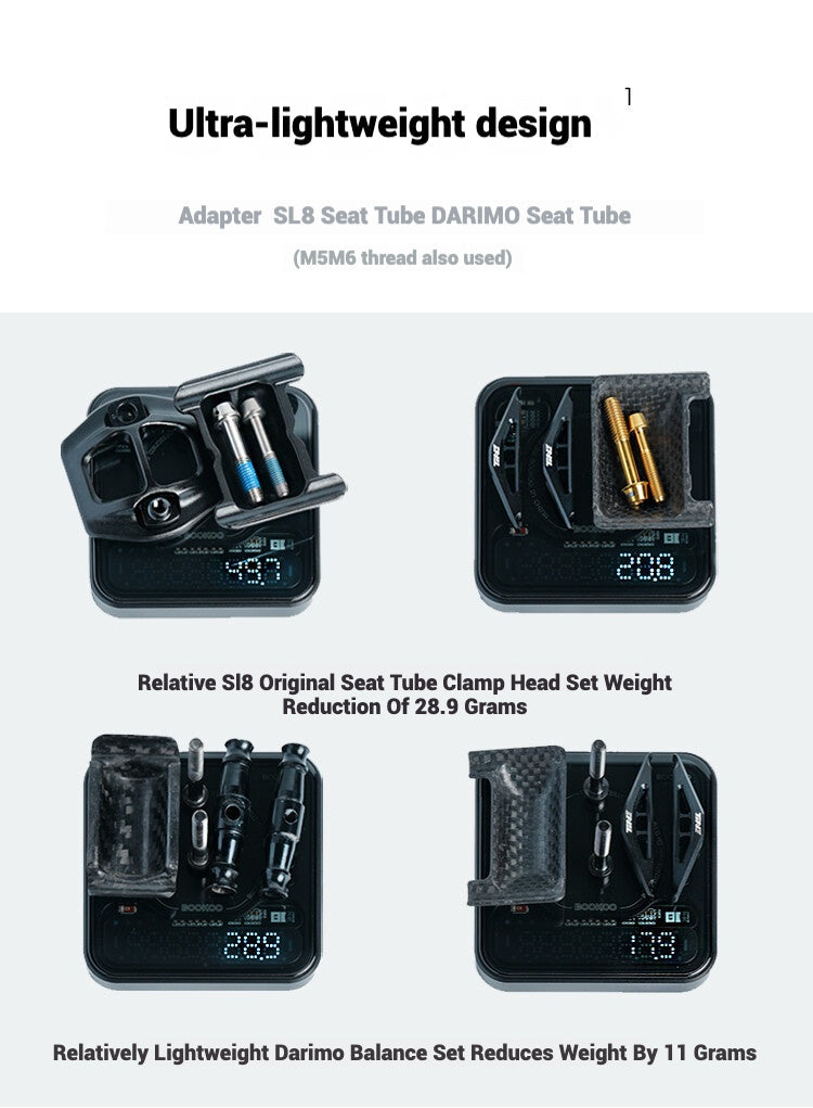 TiNE Titanium Seat Clamp & Leveling Assembly — 6.8g — Specialized SL8/SL9, Aethos, Colnago & DARIMO