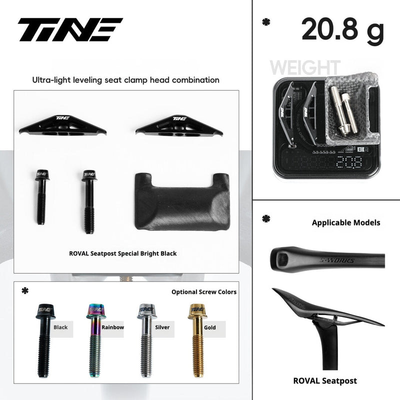 TiNE Titanium Seat Clamp & Leveling Assembly — 6.8g — Specialized SL8/SL9, Aethos, Colnago & DARIMO