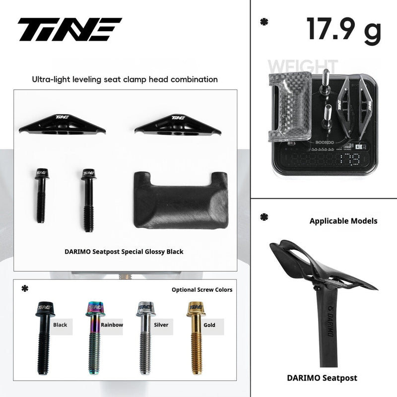 TiNE Titanium Seat Clamp & Leveling Assembly — 6.8g — Specialized SL8/SL9, Aethos, Colnago & DARIMO