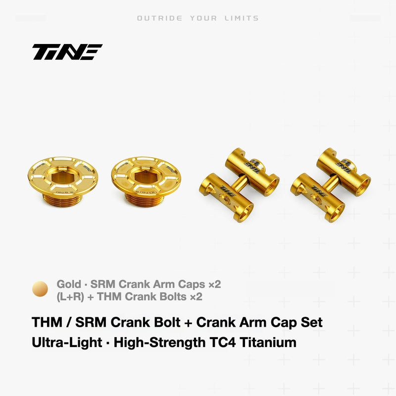 TiNE Titanium Crank Arm Cap and Locking Bolt Set for THM / SRM