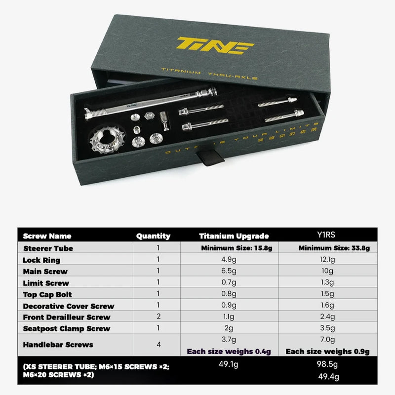 TiNE Titanium Upgrade Kit for Colnago Y1RS | Ultralight Steerer Expander + Titanium Bolt Set - Detail 2