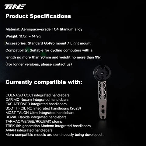 TiNE Ultra-Light Titanium SCOTT ADDICT RC 3D Printed Computer Mount | Fully Hollow | High Strength - Detail 5