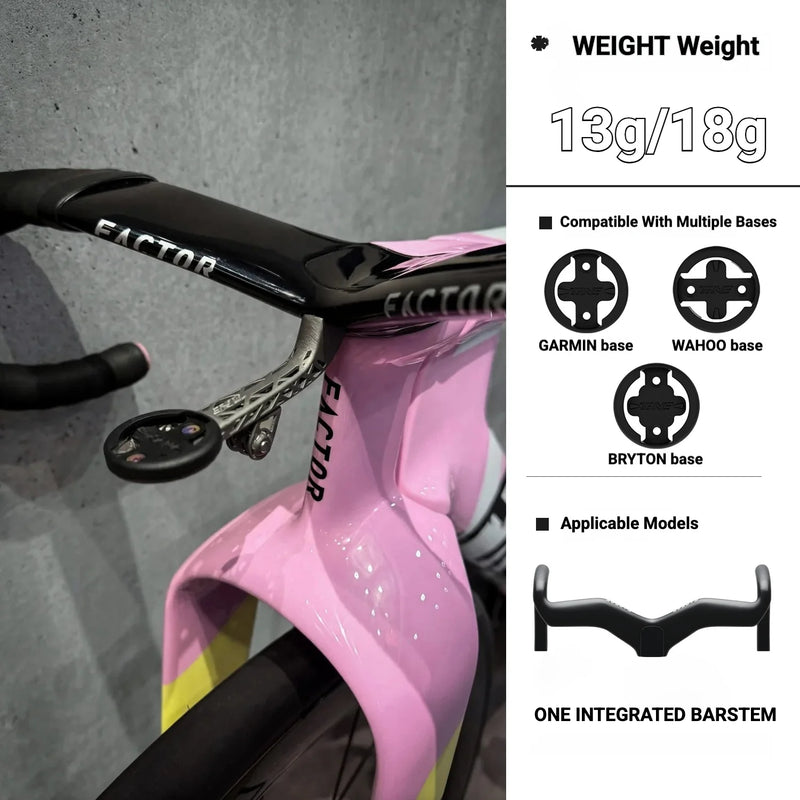 ONE Integrated Barstem Titanium Bike Computer Mount for Factor ONE | Ultra-Light 13g–20g | Garmin Wahoo Bryton