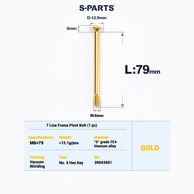 S-PARTS Titanium Bolt Upgrade Kit for Brompton | TC4 CNC Lightweight Frame / Hinge Hardware Set - Detail 15
