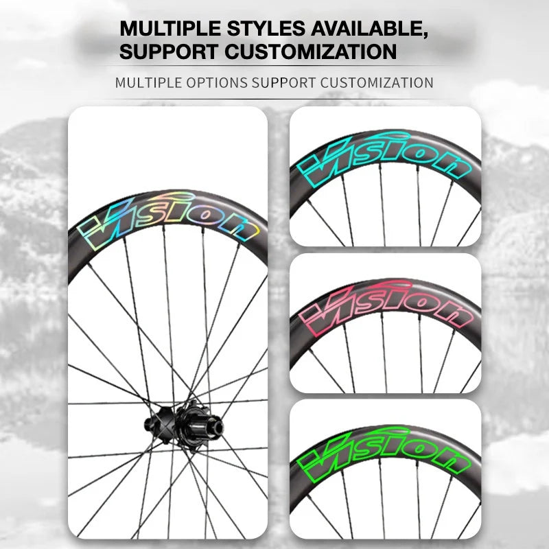 VISION METRON SL45 Wheel Decal Kit — Carbon Rim Wrap Stickers — Complete Wheelset + Spare Set - Detail 3