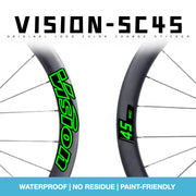 VISION SC45 Wheel Decal Kit — Carbon Rim Wrap Stickers — Complete Wheelset + Spare Decals