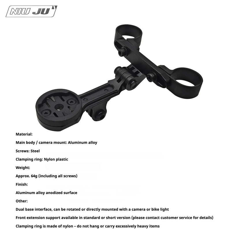 VISION TFE TT Aero Bar Computer Mount with GoPro Adapter | Garmin, Wahoo, Giant, Bryton & iGPS - Detail 2