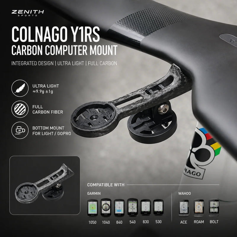 Zenith Sports Colnago Y1RS Integrated Carbon Computer Mount | Garmin / Wahoo Compatible